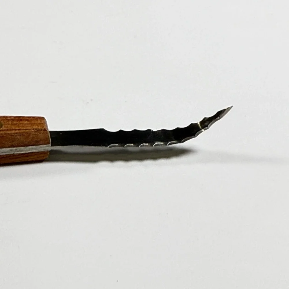 VTG Norpro Dual Sided Grapefruit Knife Kitchen Wood Handle Stainless Steel Brown